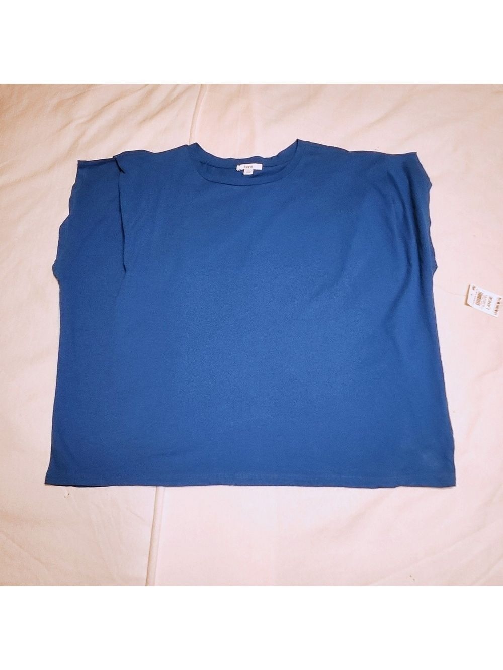 Bar III Pleated Sleeve Structured T-Shirt Batwing Blouse Top Bright Blue Large - Picture 6 of 9